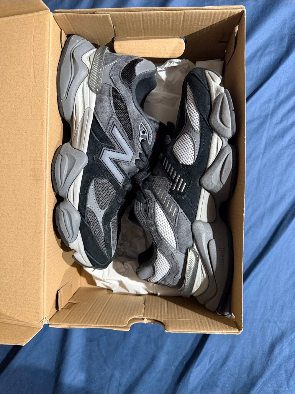New Balance Gray & Black Mesh Suede Sneakers